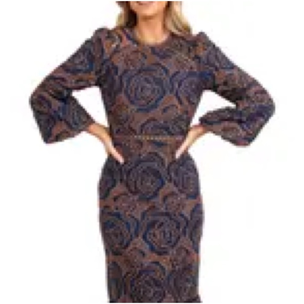 Petal & Pup Floral Midi Dress - Navy and Brown